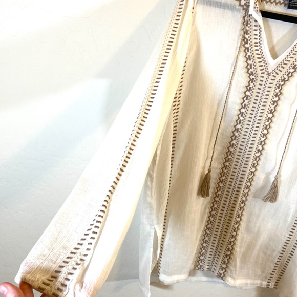 Karen Kane Boho Gorpcore Granola Earthy Women’s Small Peasant Top - Picture 6 of 14